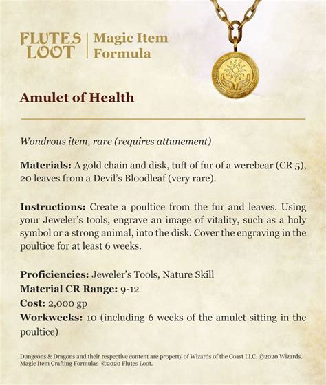 Amulet of healf dnd